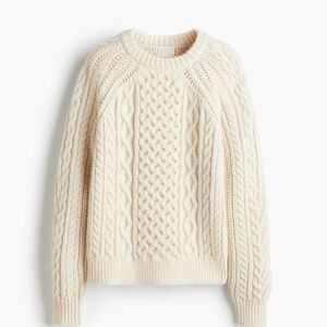 H&M Cream Cable Knit Crewneck Sweater